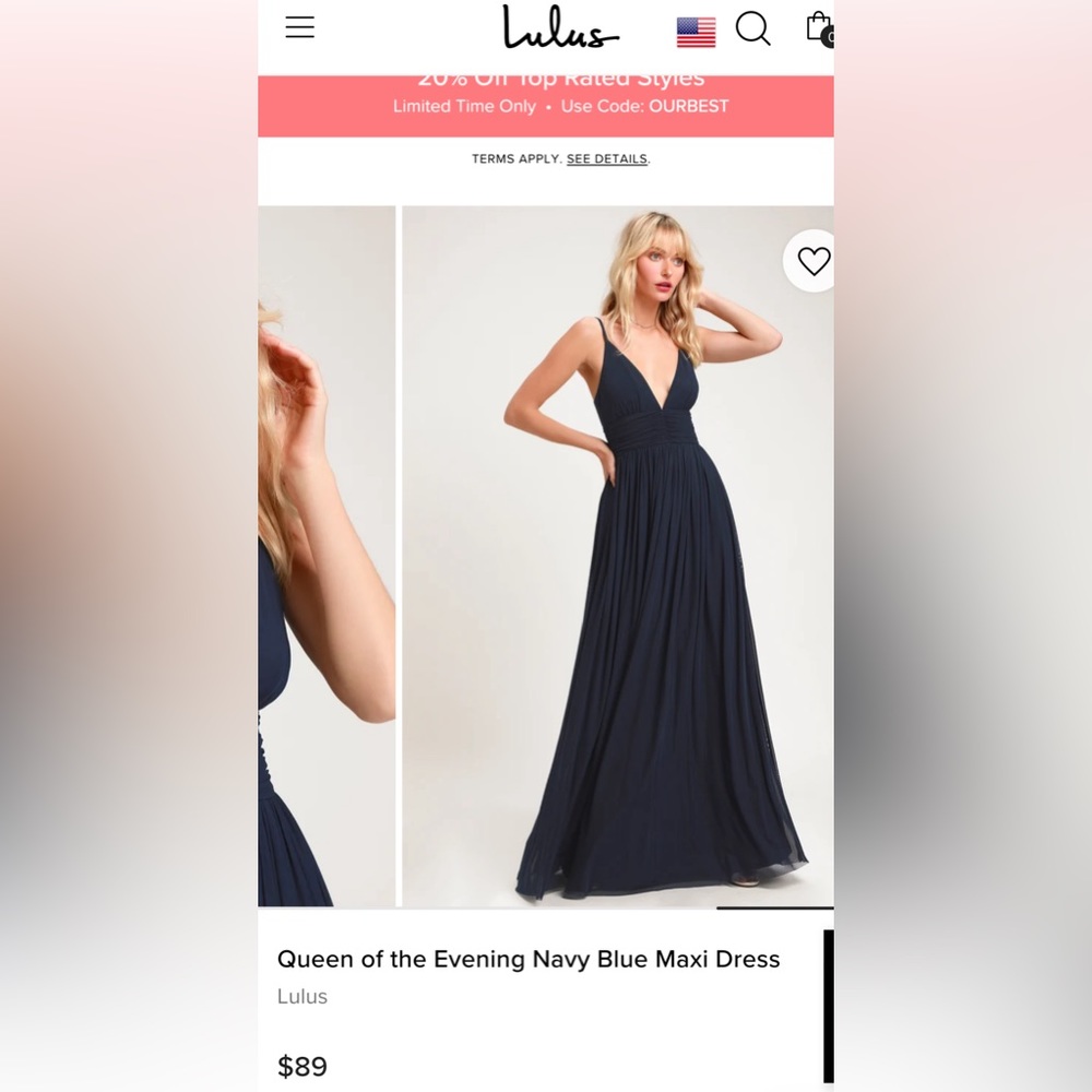 Lulu’s Navy Blue Maxi dress. Size M